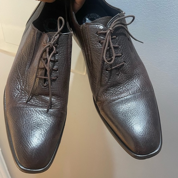 Massimo Dutti Brown Pebble Leather Dress Shoes - Sz 11.5 - Picture 3 of 15
